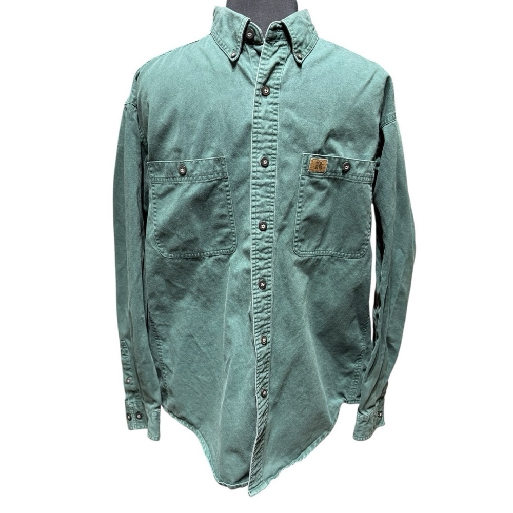 RIGGS Workwear by Wrangler Heavyweight Green Utility Shirt Size L